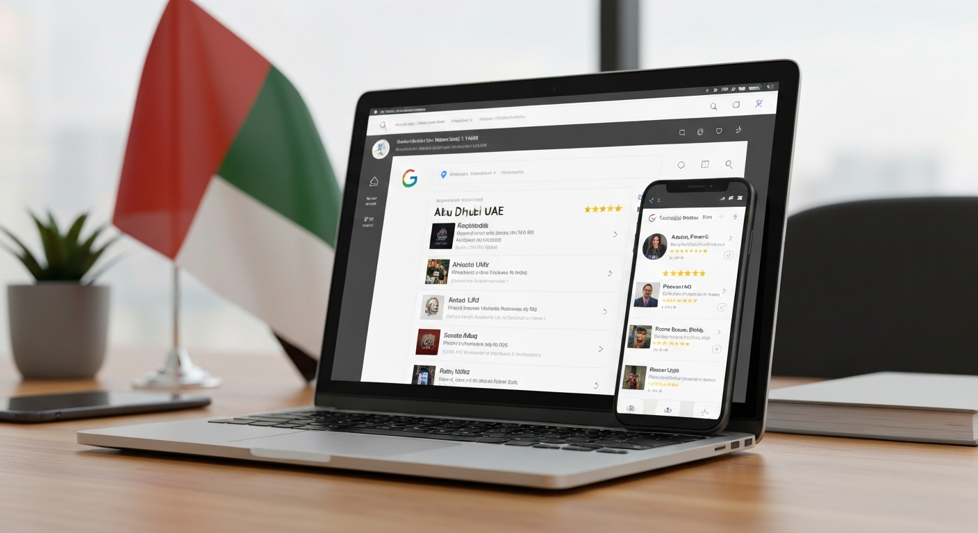 Google Maps local 3-pack results for Abu Dhabi businesses